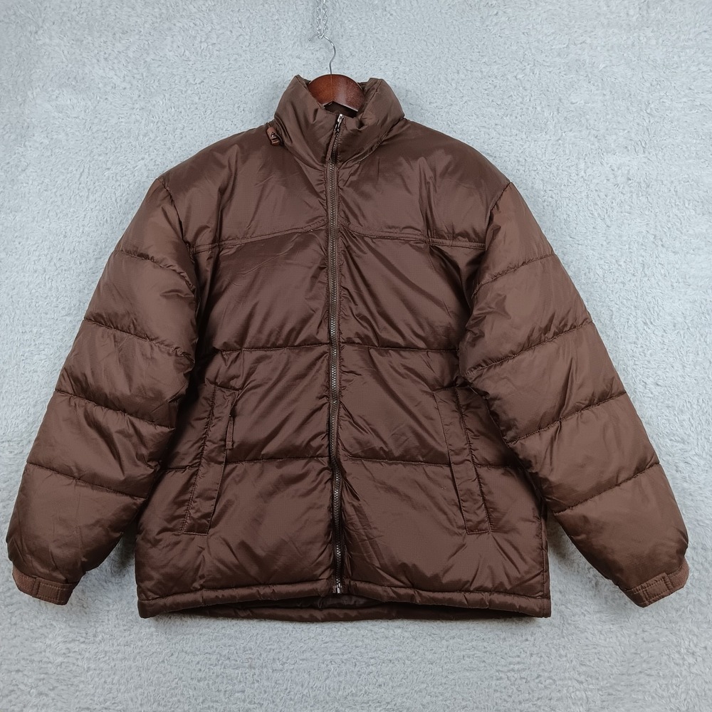 Steve & Barry's Jacket Double Down Puffer Mens M Brown Quilted S#17883